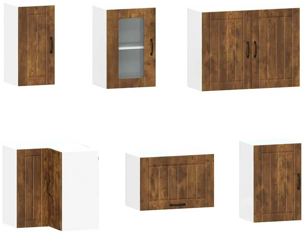 Virtuvinių spintelių komplektas, 11 dalių, Kalmar, dūminio