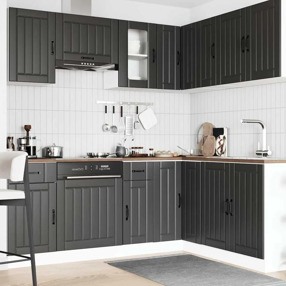 Virtuvinių spintelių komplektas, 11 dalių, Kalmar, juoda