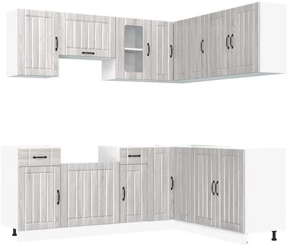 Virtuvinių spintelių komplektas, 11 dalių, Kalmar, pilka