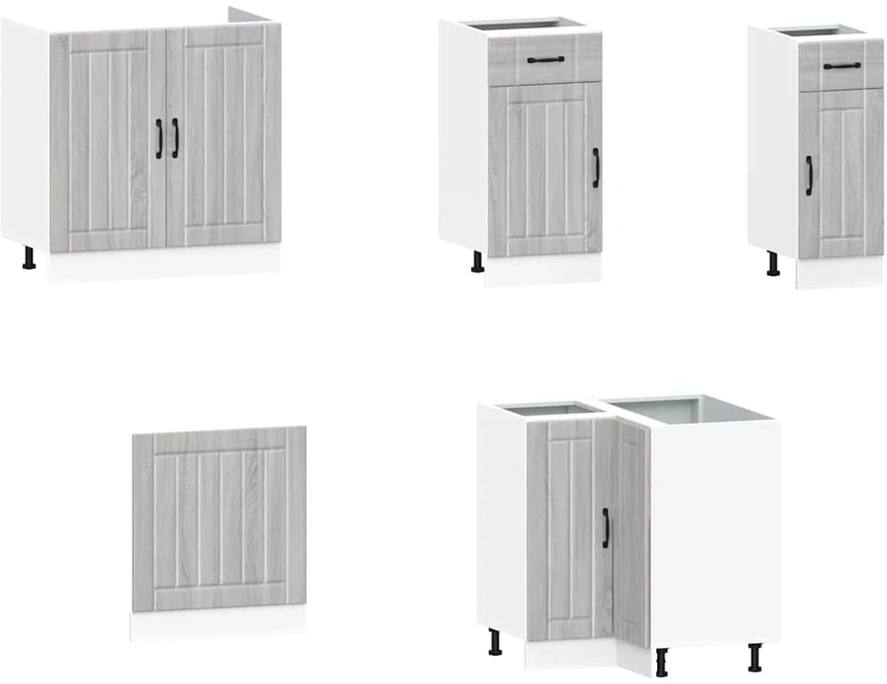 Virtuvinių spintelių komplektas, 11 dalių, Kalmar, pilka