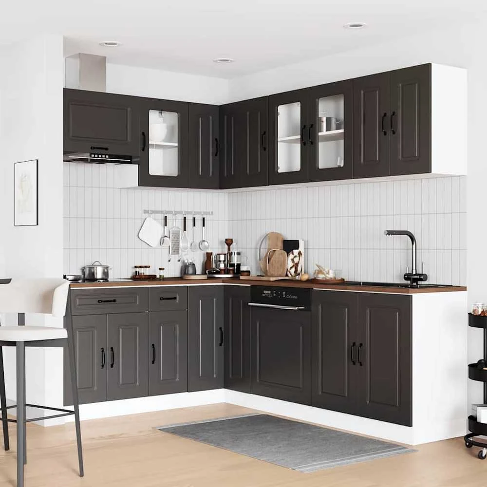 Virtuvinių spintelių komplektas, 11 dalių, Kalmar, juoda