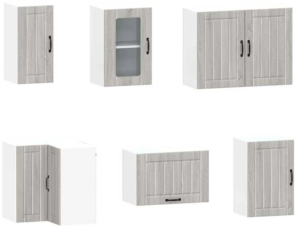 Virtuvinių spintelių komplektas, 11 dalių, Kalmar, pilka