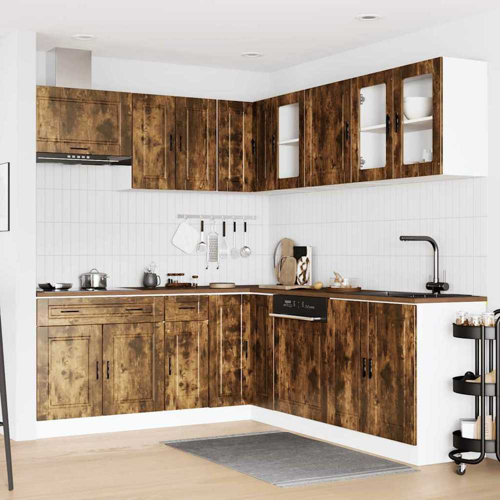 Virtuvinių spintelių komplektas, 11 dalių, Porto, dūminio