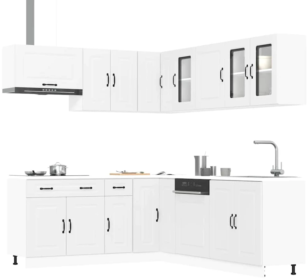 Virtuvinių spintelių komplektas, 11 dalių, Kalmar, balta