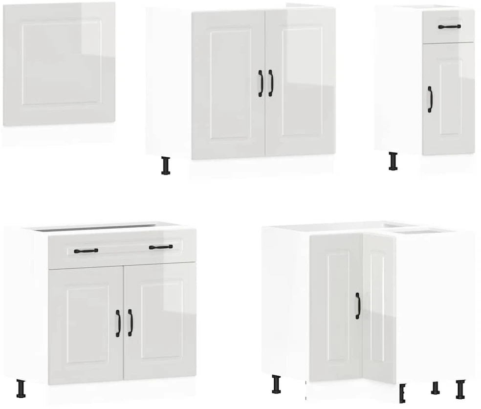 Virtuvinių spintelių komplektas, 11 dalių, Kalmar, balta