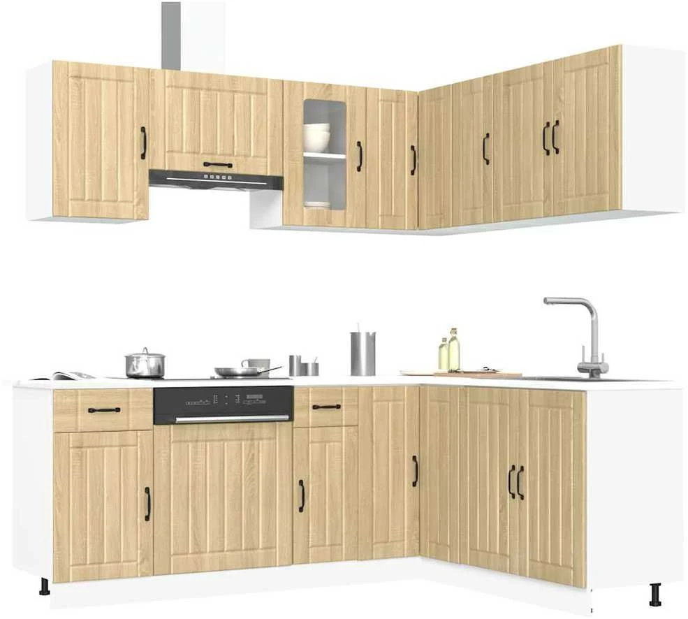 Virtuvinių spintelių komplektas, 11 dalių, Kalmar, ąžuolo