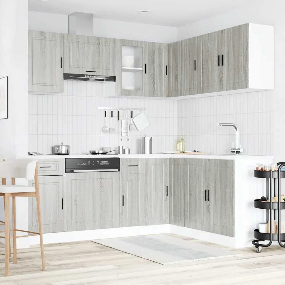 Virtuvinių spintelių komplektas, 11 dalių, Porto, pilka