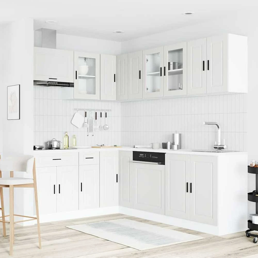 Virtuvinių spintelių komplektas, 11 dalių, Porto, balta