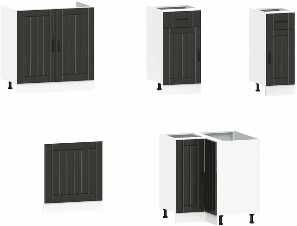 Virtuvinių spintelių komplektas, 11 dalių, Kalmar, juoda
