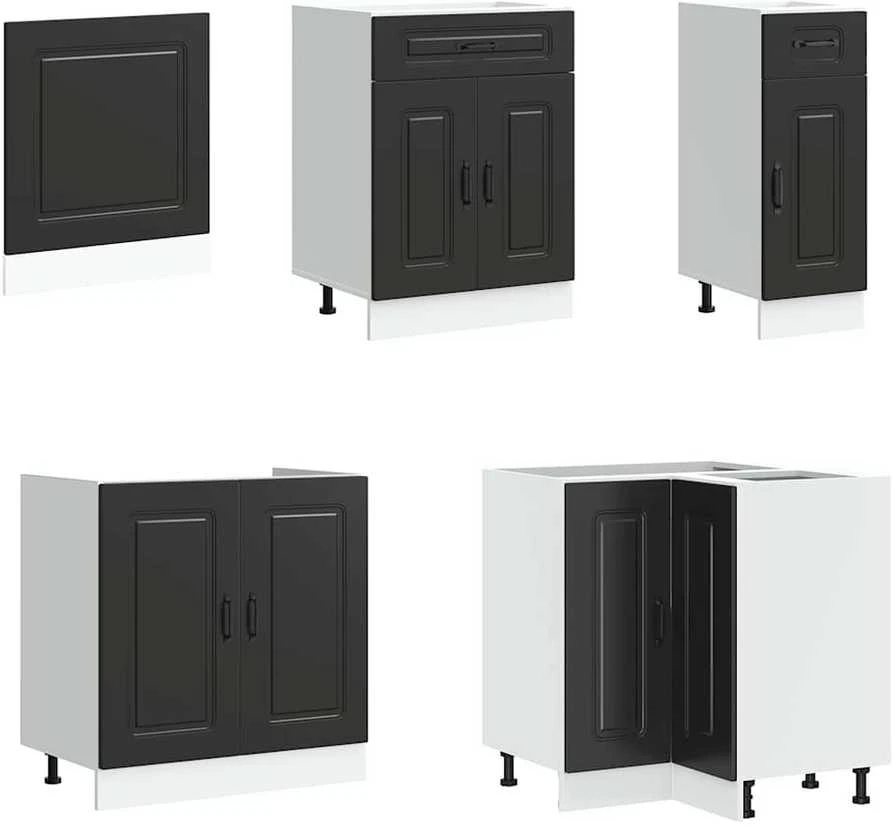 Virtuvinių spintelių komplektas, 11 dalių, Kalmar, juoda
