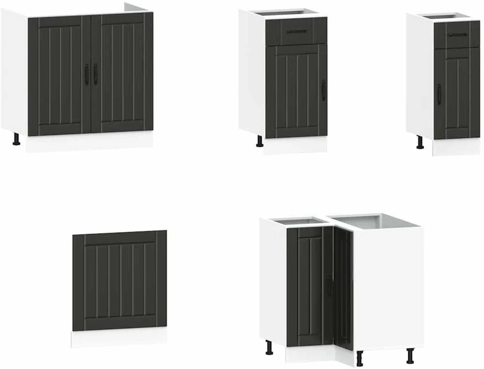 Virtuvinių spintelių komplektas, 11 dalių, Kalmar, juoda
