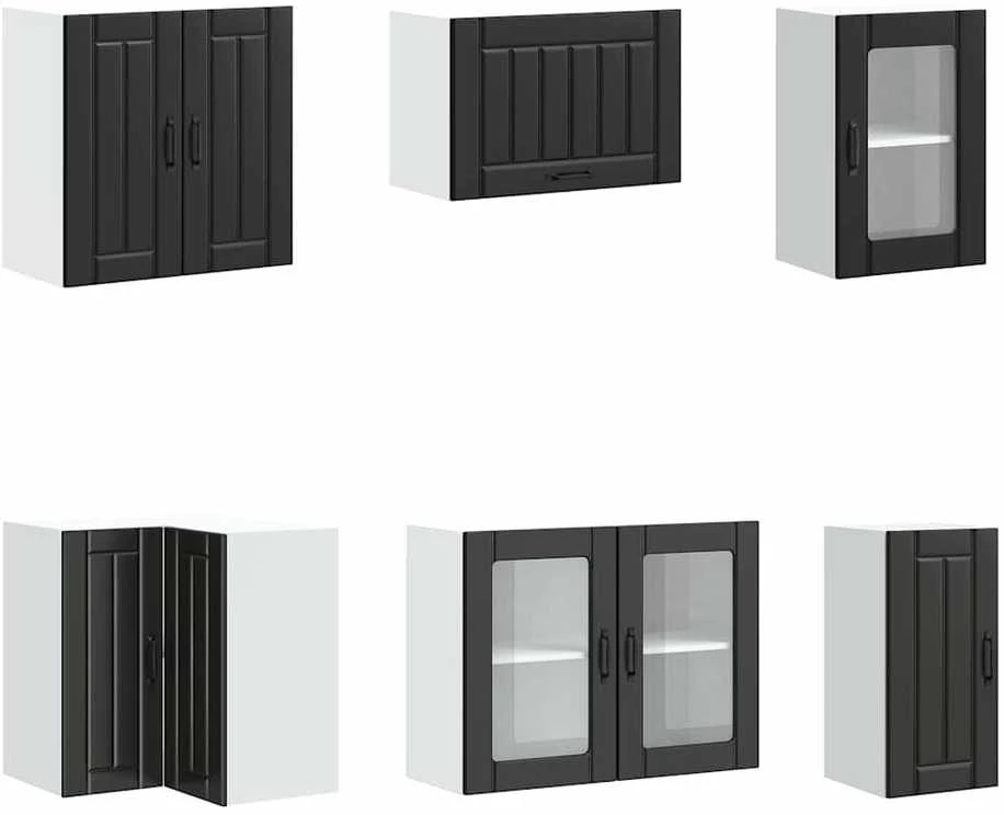 Virtuvinių spintelių komplektas, 11 dalių, Lucca, juoda