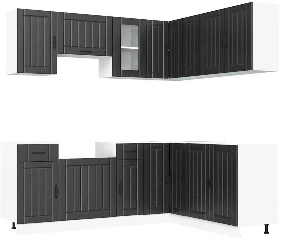 Virtuvinių spintelių komplektas, 11 dalių, Kalmar, juoda