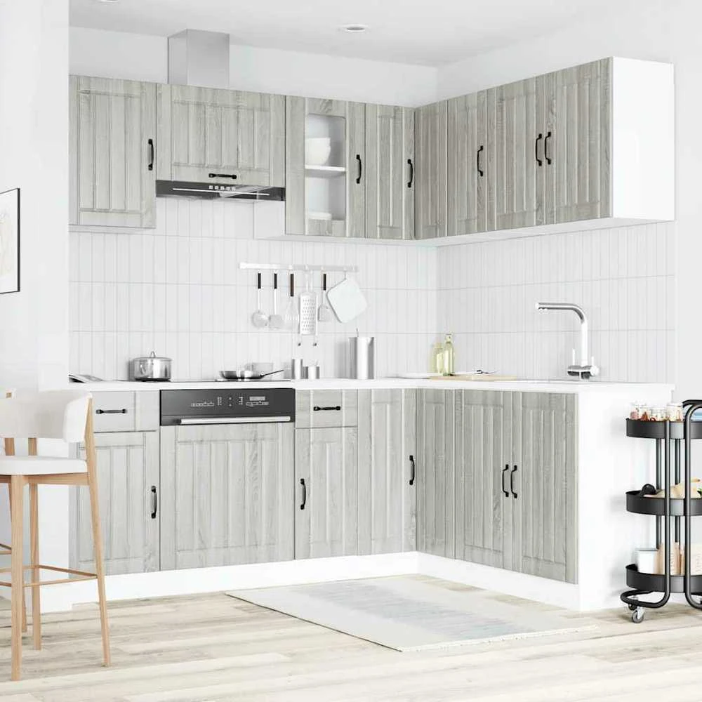 Virtuvinių spintelių komplektas, 11 dalių, Kalmar, pilka