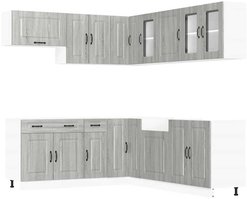 Virtuvinių spintelių komplektas, 11 dalių, Kalmar, pilka