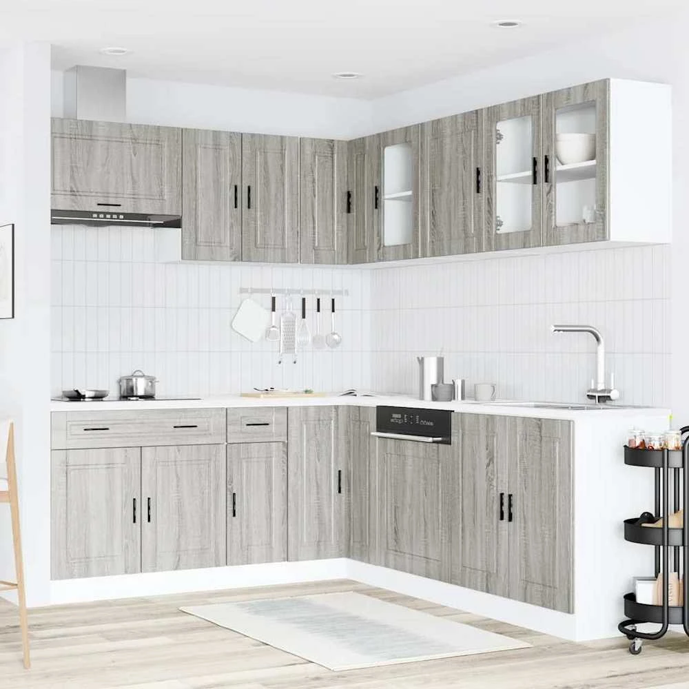 Virtuvinių spintelių komplektas, 11 dalių, Porto, pilka