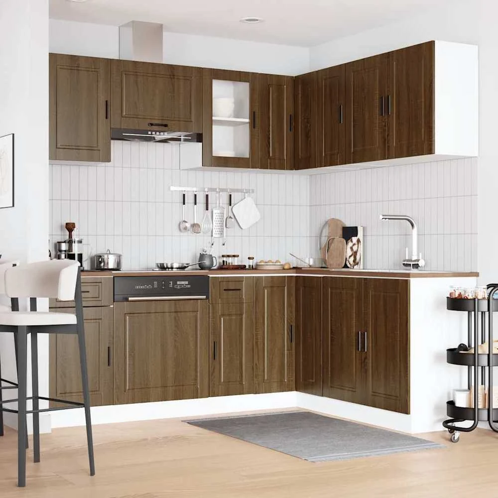 Virtuvinių spintelių komplektas, 11 dalių, Porto, ruda