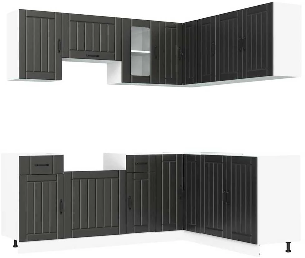 Virtuvinių spintelių komplektas, 11 dalių, Kalmar, juoda