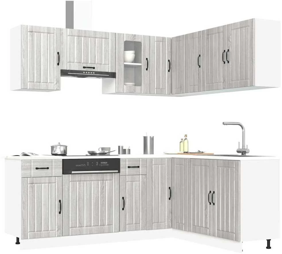 Virtuvinių spintelių komplektas, 11 dalių, Kalmar, pilka