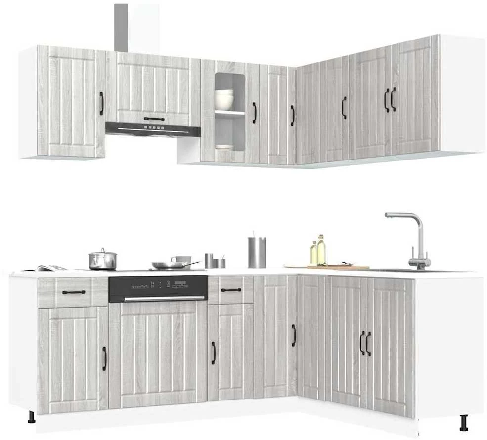 Virtuvinių spintelių komplektas, 11 dalių, Lucca, pilka