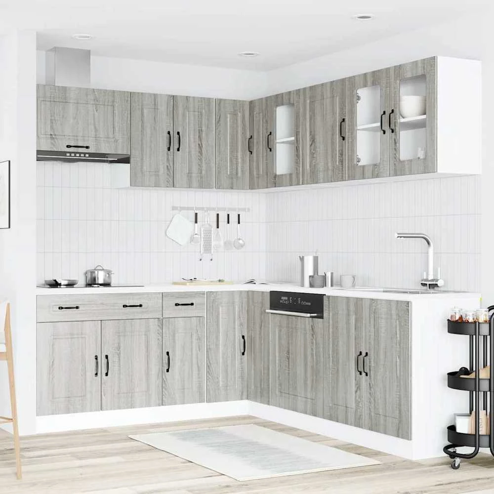Virtuvinių spintelių komplektas, 11 dalių, Kalmar, pilka