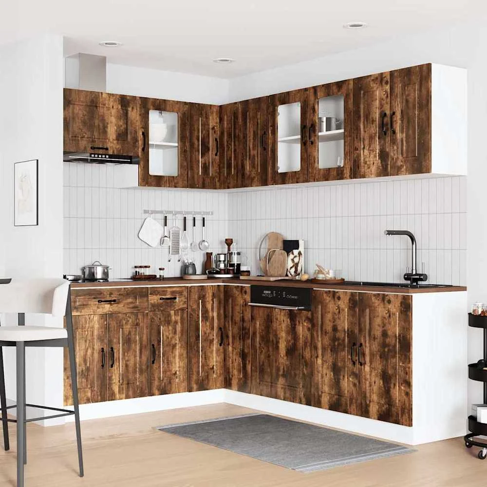 Virtuvinių spintelių komplektas, 11 dalių, Kalmar, dūminio