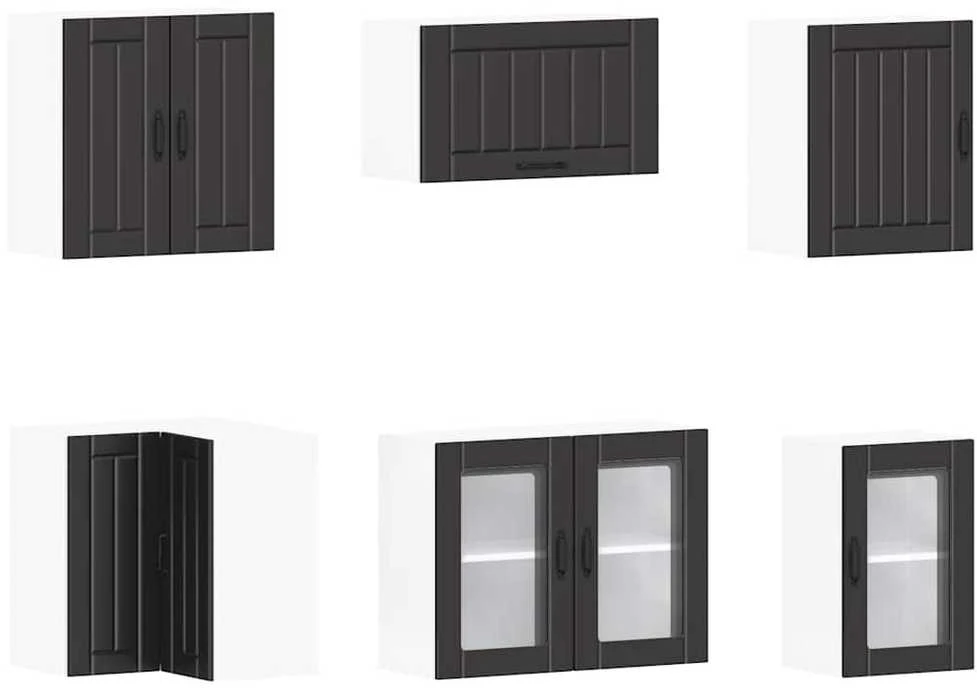 Virtuvinių spintelių komplektas, 11 dalių, Lucca, juoda