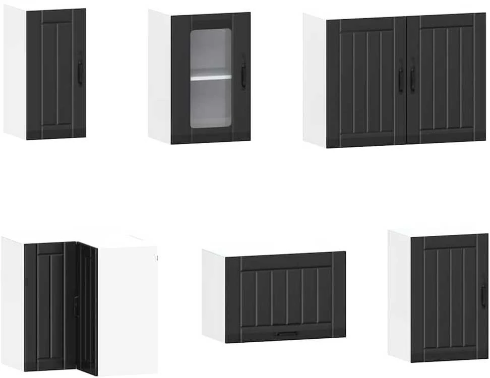 Virtuvinių spintelių komplektas, 11 dalių, Kalmar, juoda