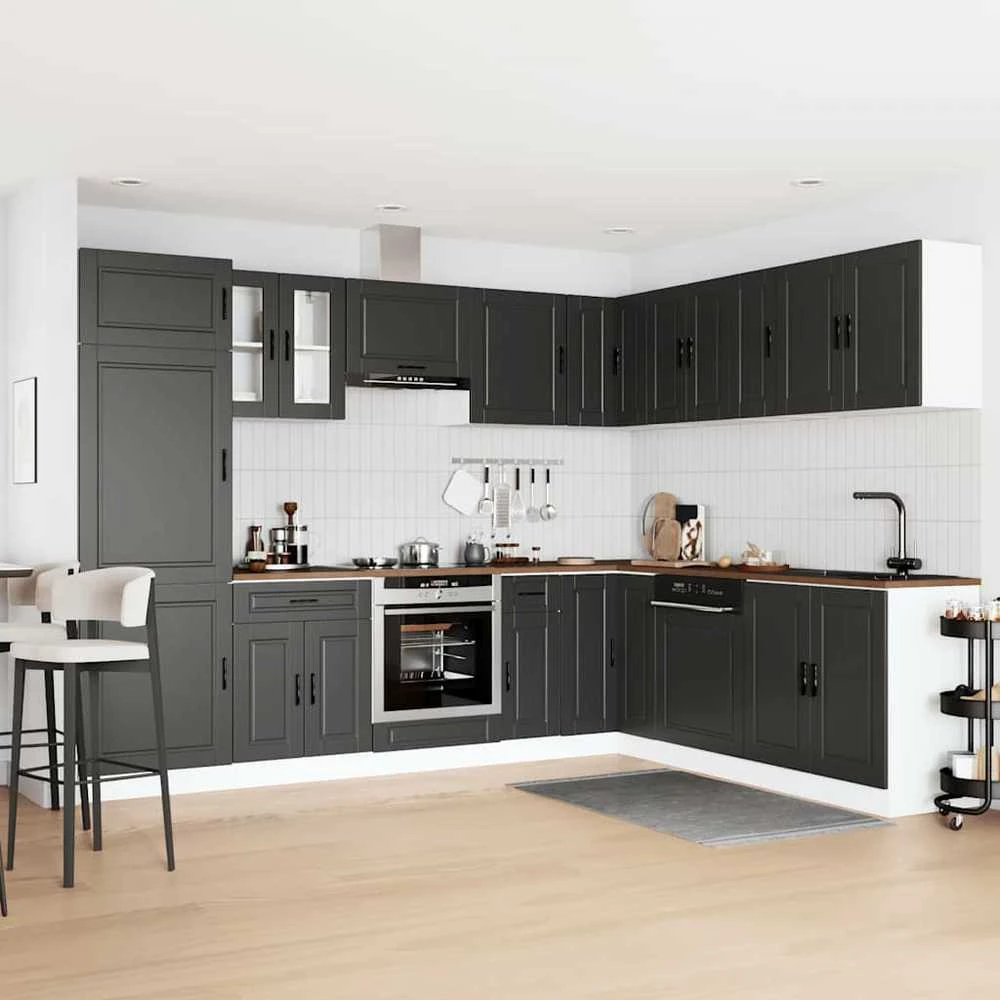 Virtuvinių spintelių komplektas, 14 dalių, Porto, juoda
