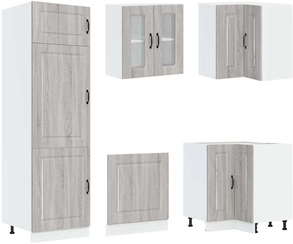 Virtuvinių spintelių komplektas, 14 dalių, Kalmar, pilka