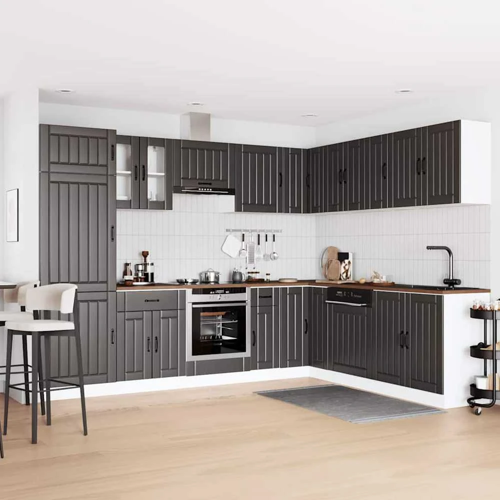 Virtuvinių spintelių komplektas, 14 dalių, Lucca, juoda