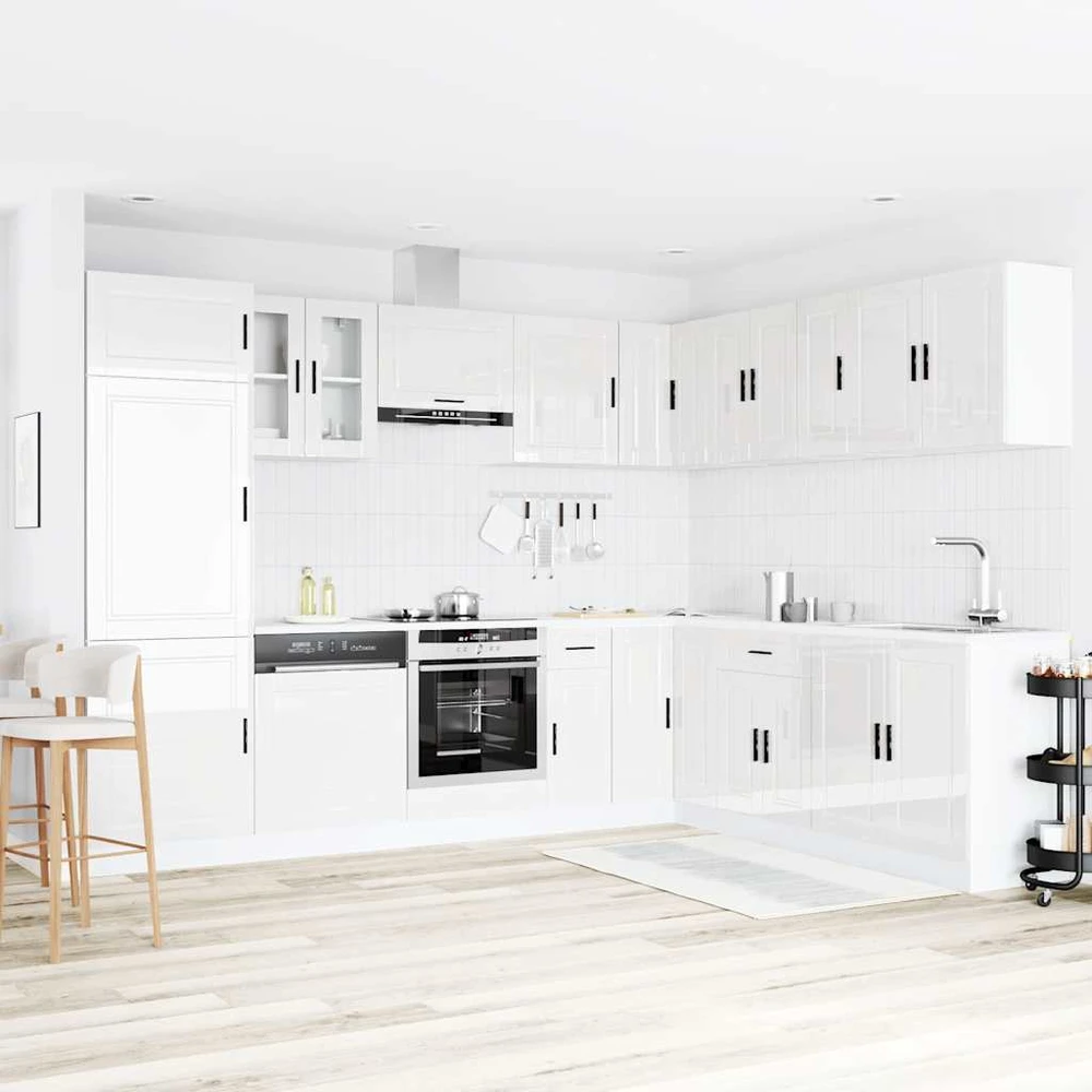 Virtuvinių spintelių komplektas, 14 dalių, Porto, balta