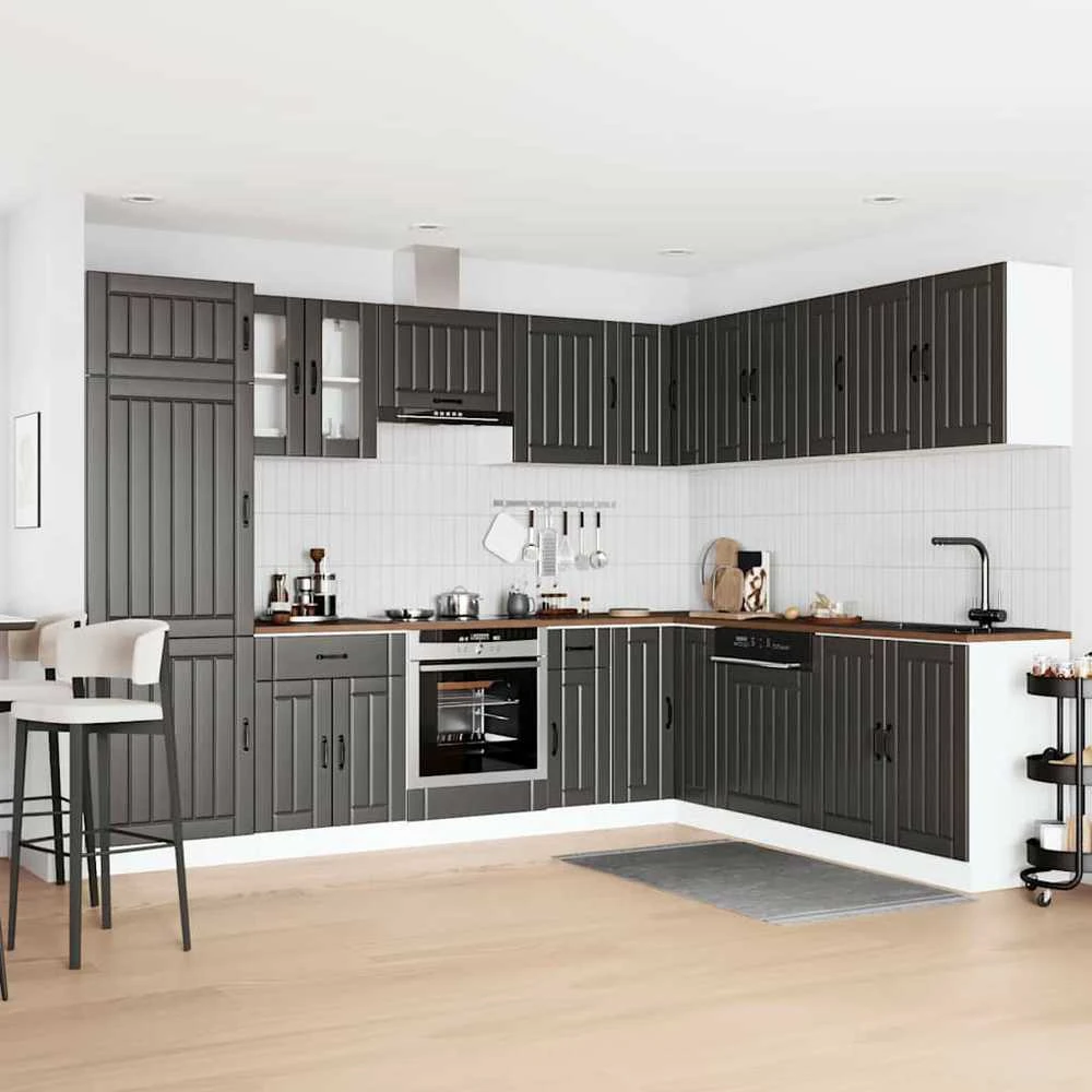 Virtuvinių spintelių komplektas, 14 dalių, Lucca, juoda
