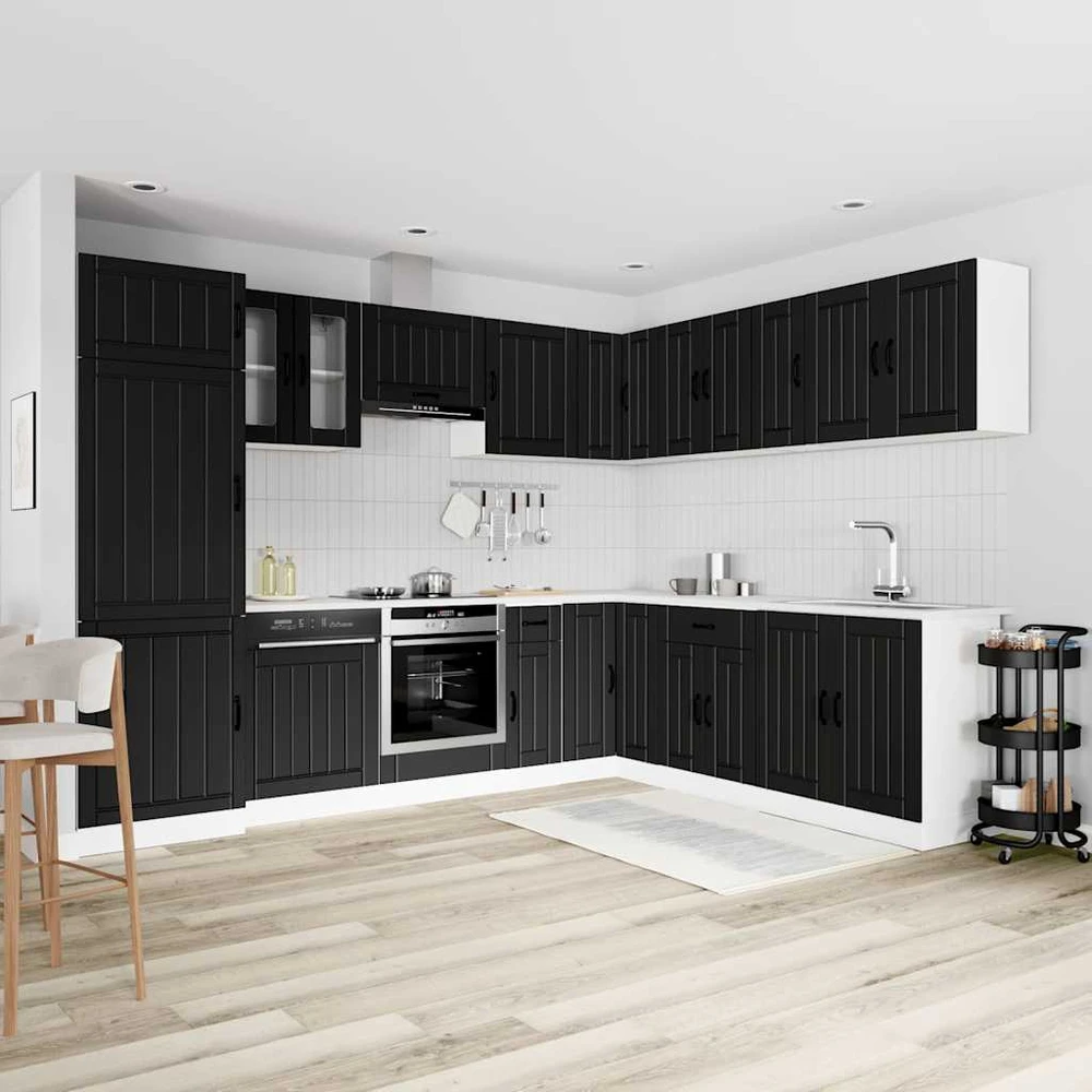 Virtuvinių spintelių komplektas, 14 dalių, Lucca, juoda