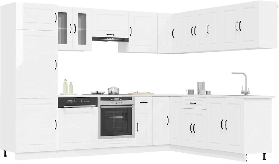 Virtuvinių spintelių komplektas, 14 dalių, Kalmar, balta