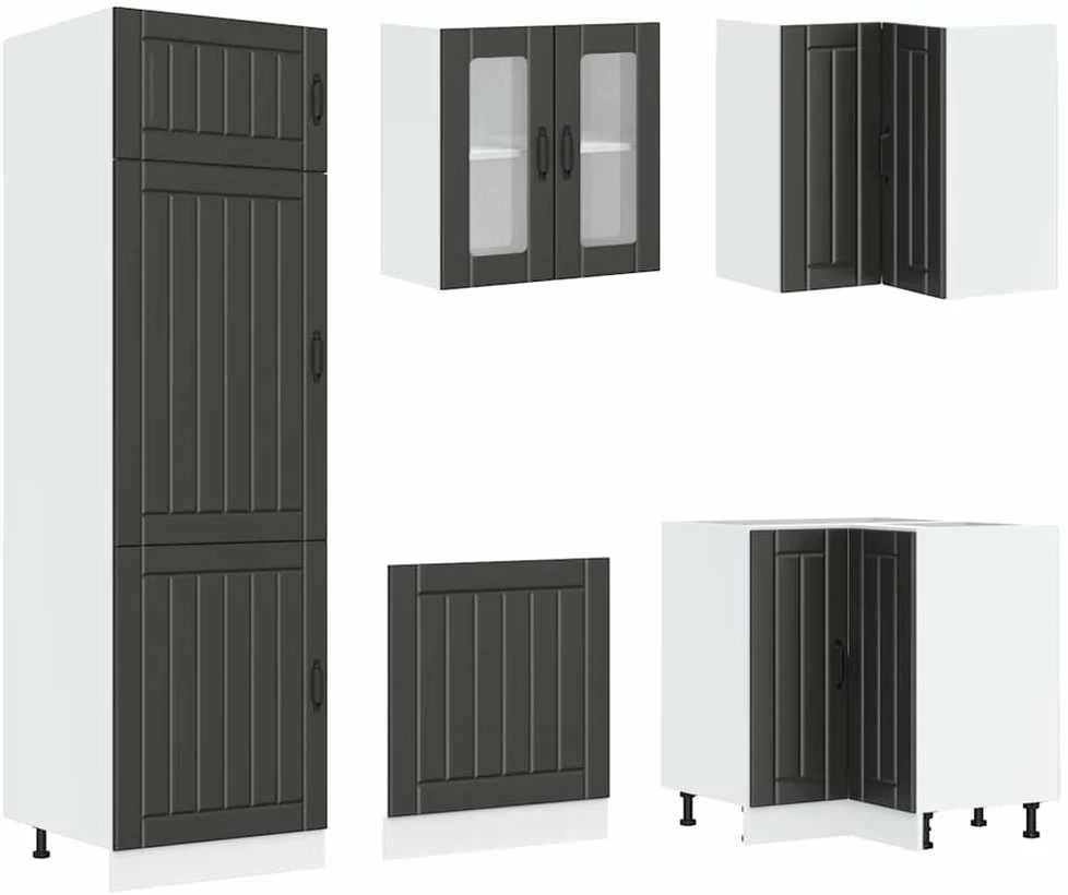 Virtuvinių spintelių komplektas, 14 dalių, Lucca, juoda