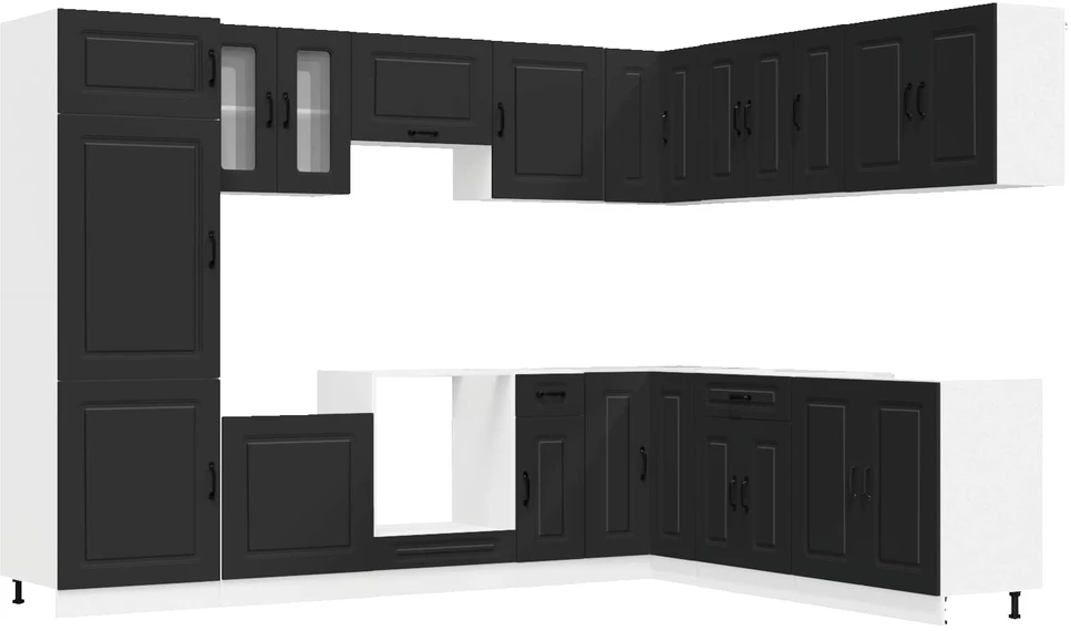 Virtuvinių spintelių komplektas, 14 dalių, Kalmar, juoda
