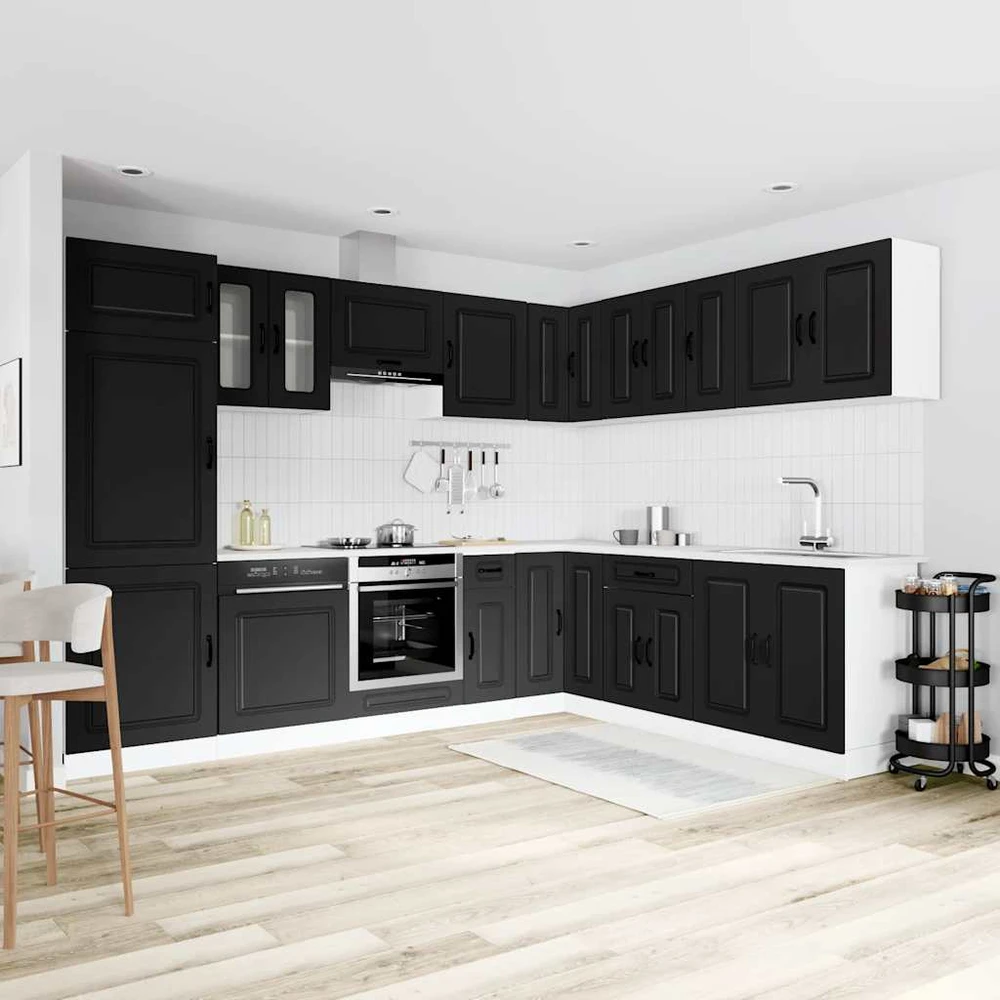 Virtuvinių spintelių komplektas, 14 dalių, Kalmar, juoda