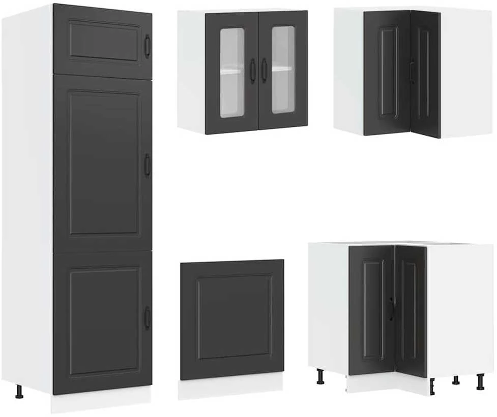 Virtuvinių spintelių komplektas, 14 dalių, Kalmar, juoda
