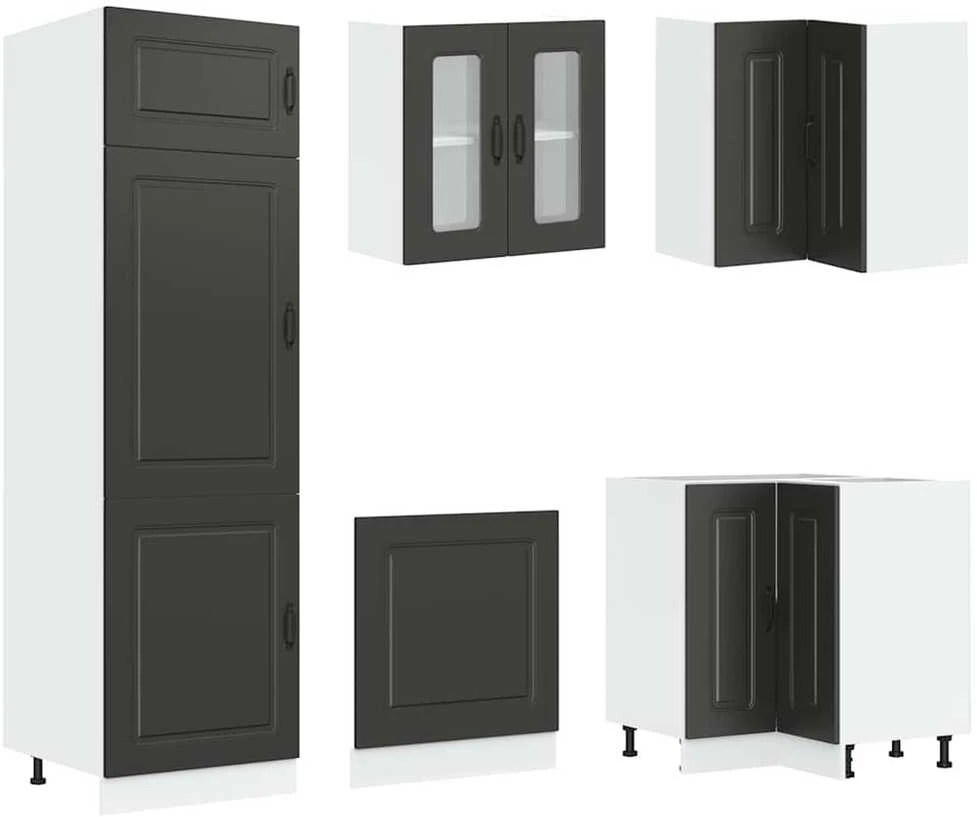 Virtuvinių spintelių komplektas, 14 dalių, Kalmar, juoda