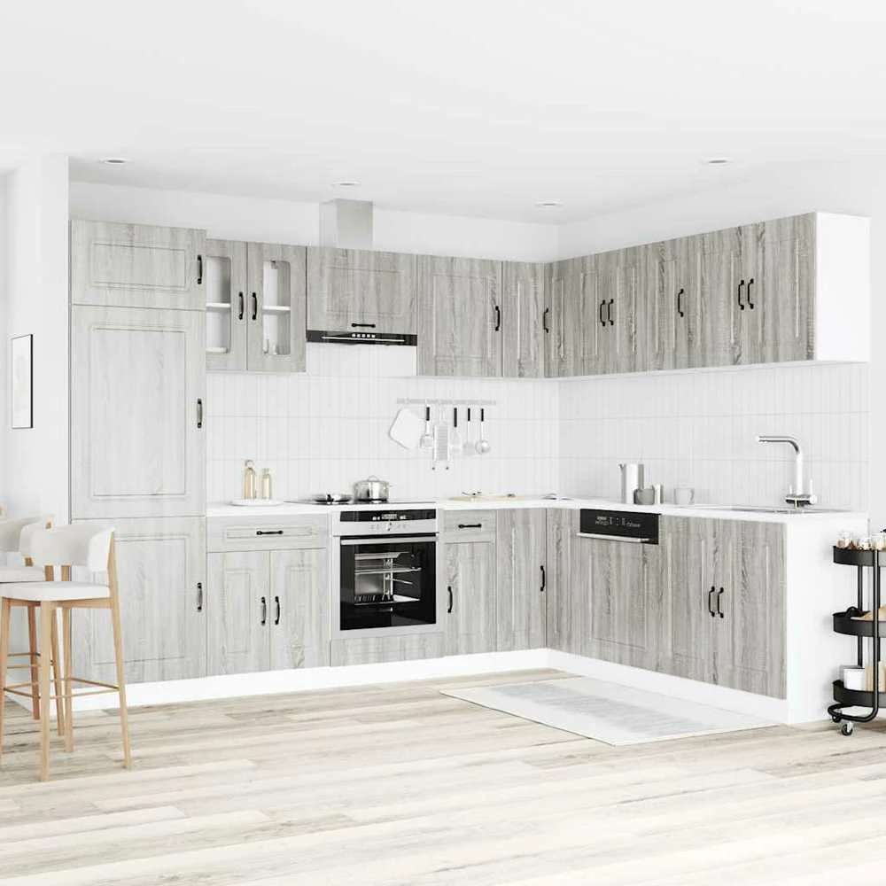 Virtuvinių spintelių komplektas, 14 dalių, Kalmar, pilka