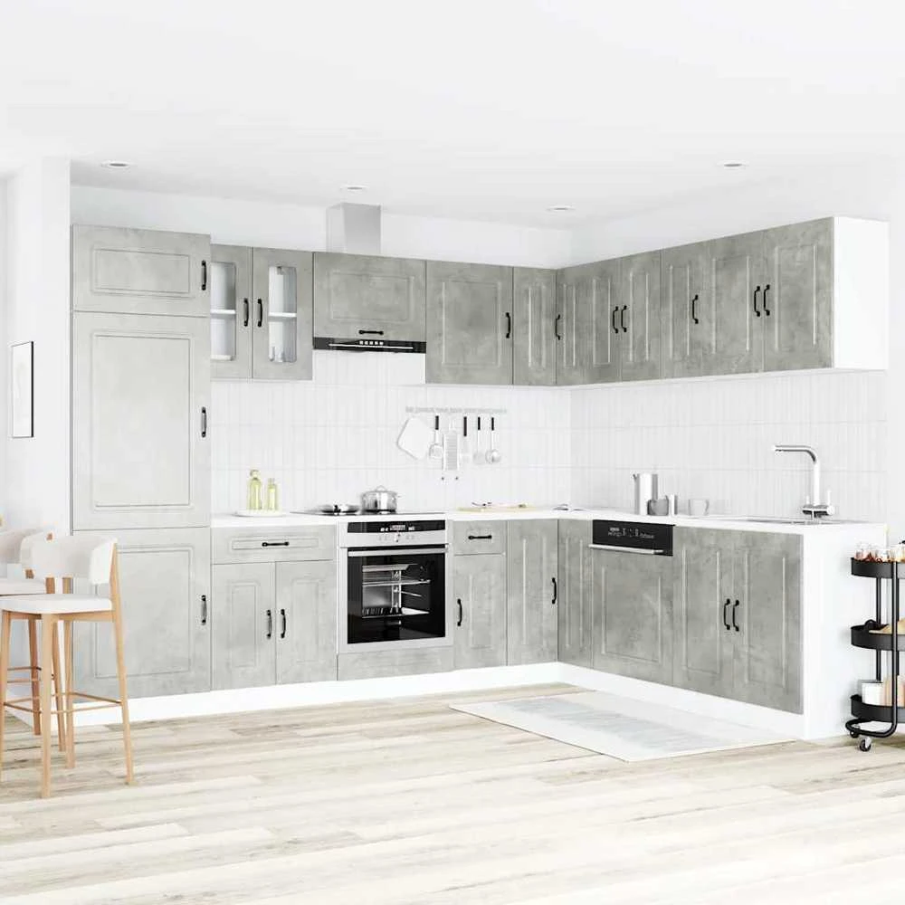 Virtuvinių spintelių komplektas, 14 dalių, Kalmar, betono pilka