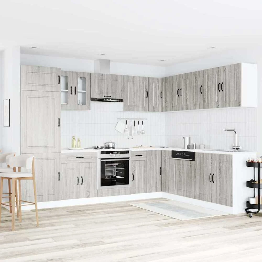 Virtuvinių spintelių komplektas, 14 dalių, Kalmar, pilka