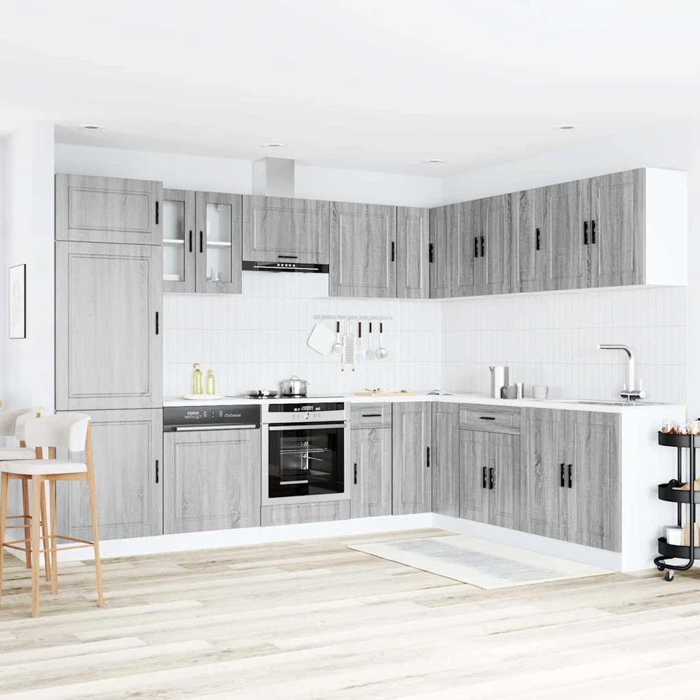Virtuvinių spintelių komplektas, 14 dalių, Porto, pilka