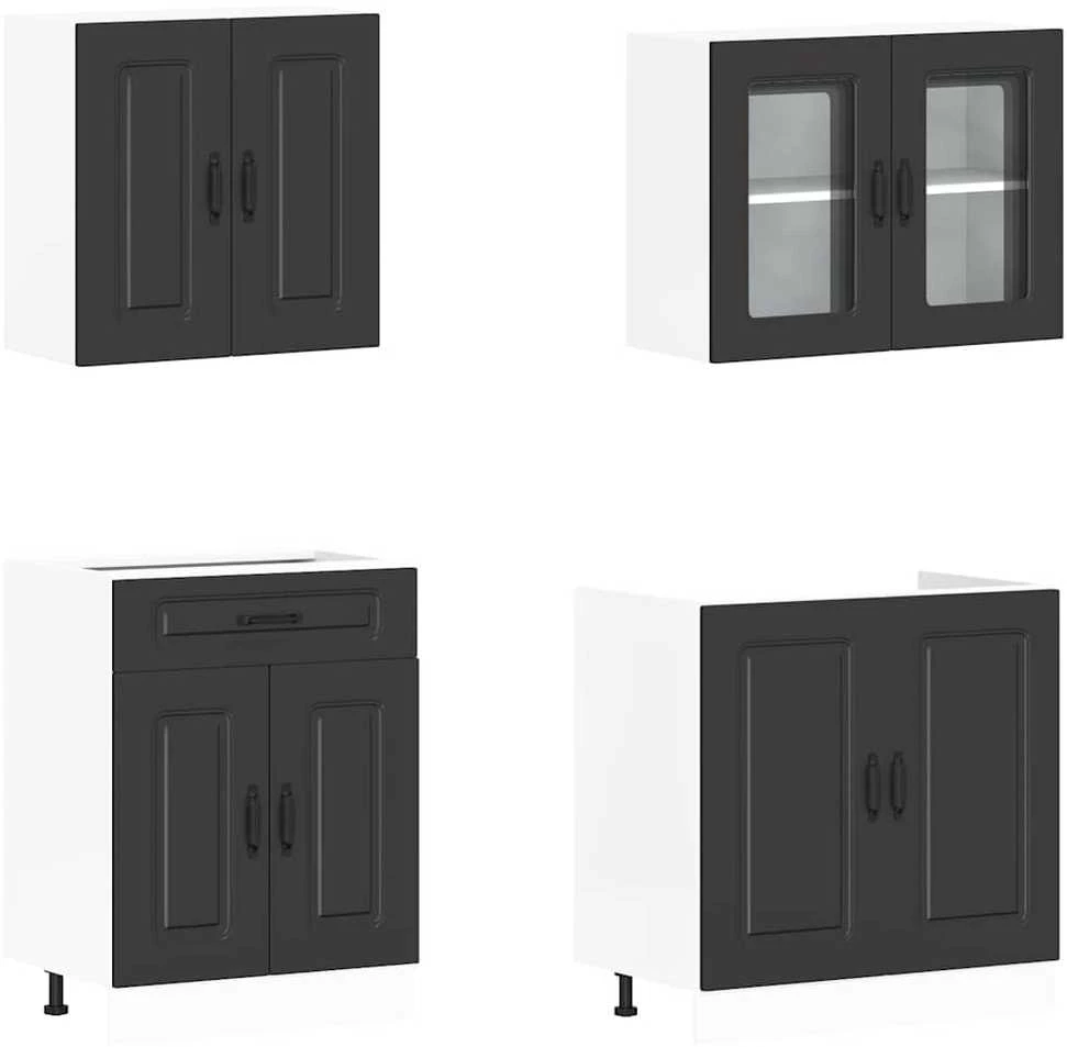 Virtuvinių spintelių komplektas, 4 dalių, Kalmar, juoda