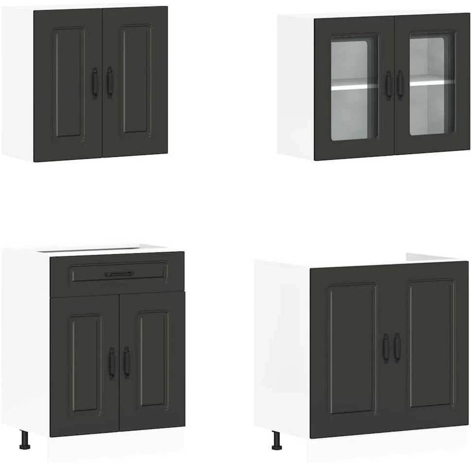Virtuvinių spintelių komplektas, 4 dalių, Kalmar, juoda
