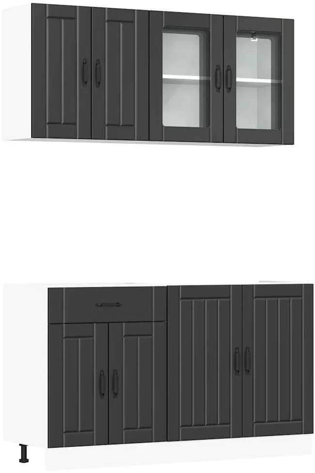 Virtuvinių spintelių komplektas, 4 dalių, Lucca, juoda