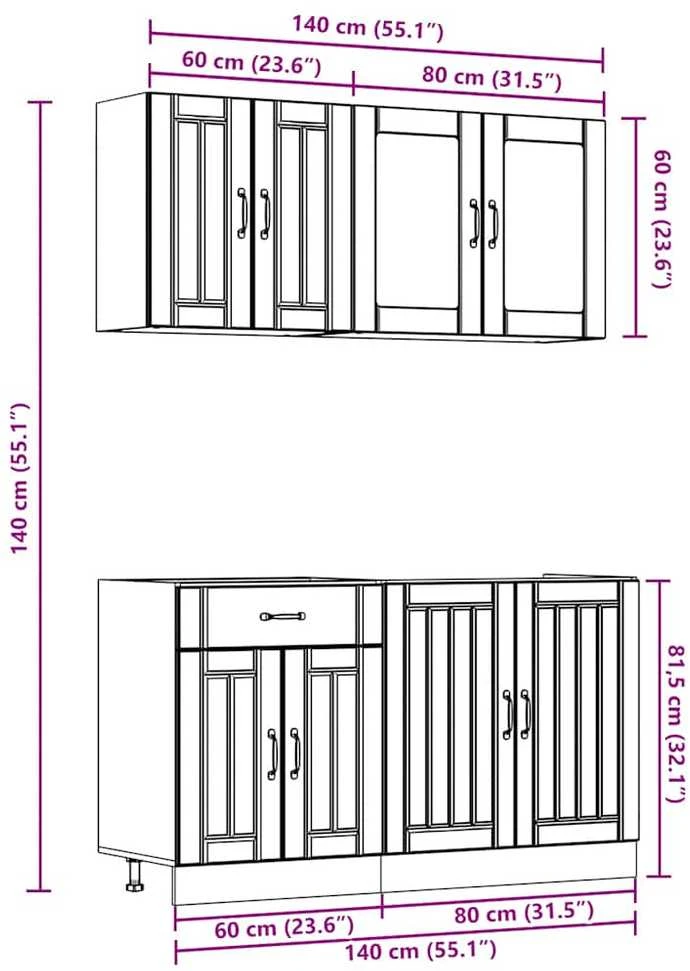 Virtuvinių spintelių komplektas, 4 dalių, Lucca, balta