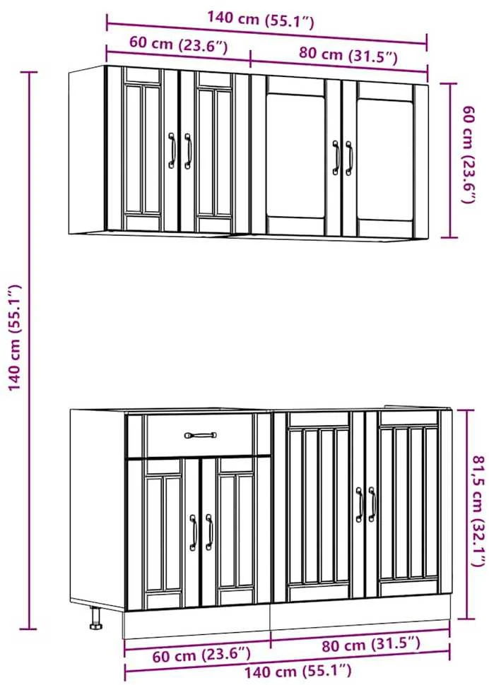 Virtuvinių spintelių komplektas, 4 dalių, Lucca, juoda