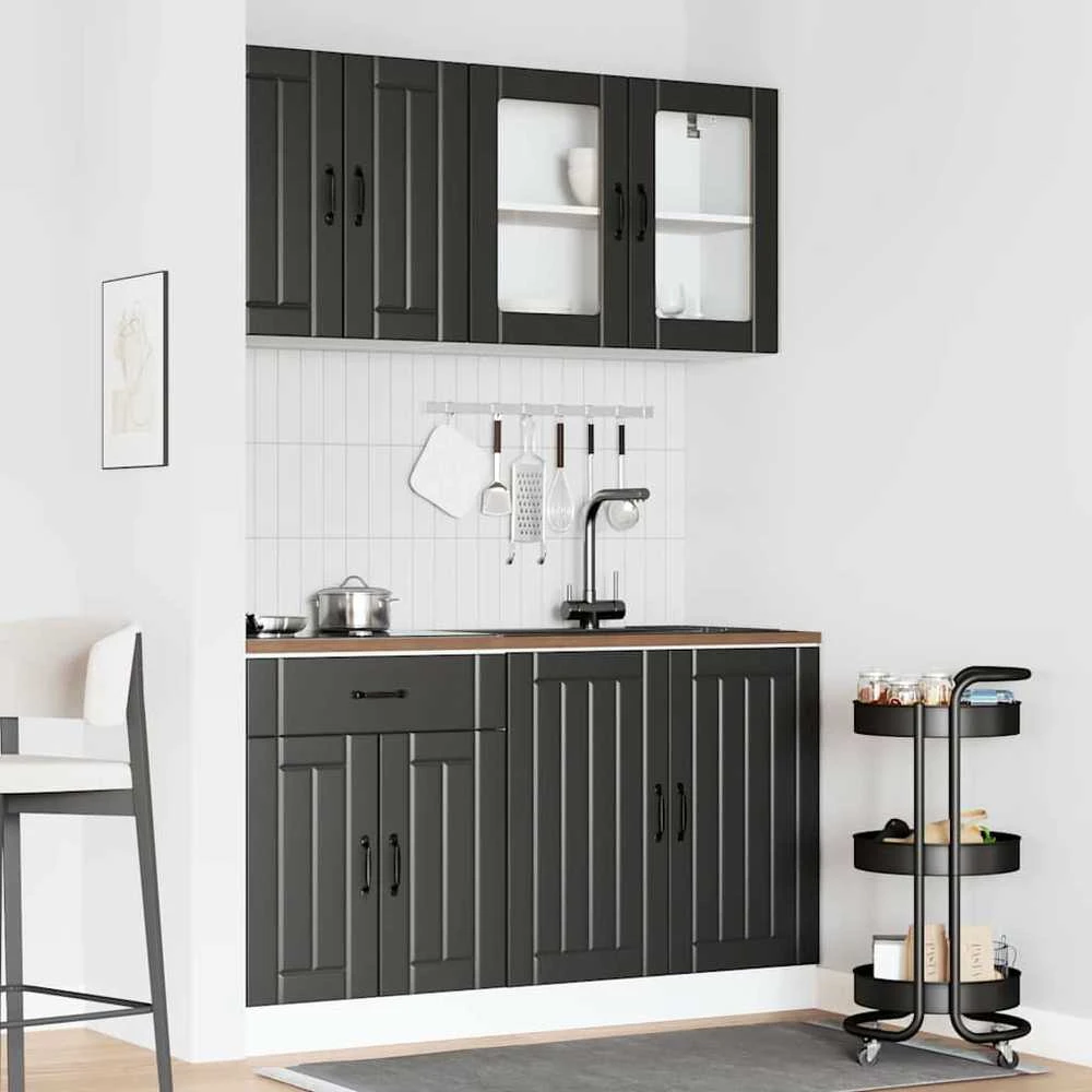 Virtuvinių spintelių komplektas, 4 dalių, Lucca, juoda